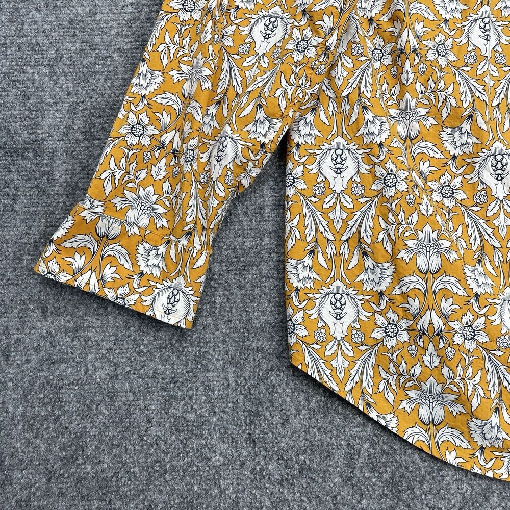 Talbots Top Womens Plus 3X Button Front Intricate Garden Print Flip Cuff Cotton - Picture 6 of 12